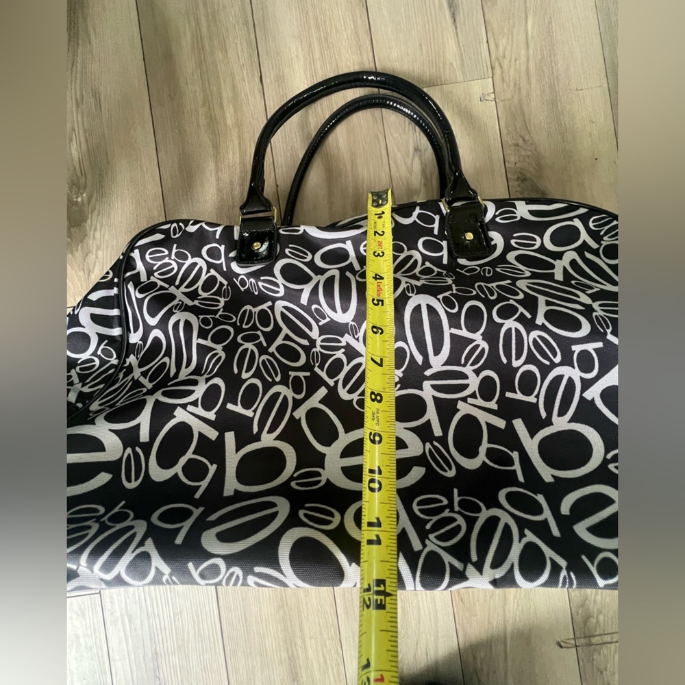 Bebe Carry On Bag Black White Logo Roller Giselle Duffle Luggage - Picture 13 of 15